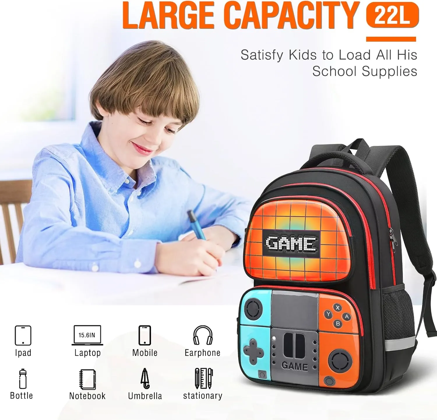 School Backpack For Kids Boys Backpack Game Schoolbag For Children Teens Elementary Middle College Student Bookbag Travel Rucksack Laptop Daypacks