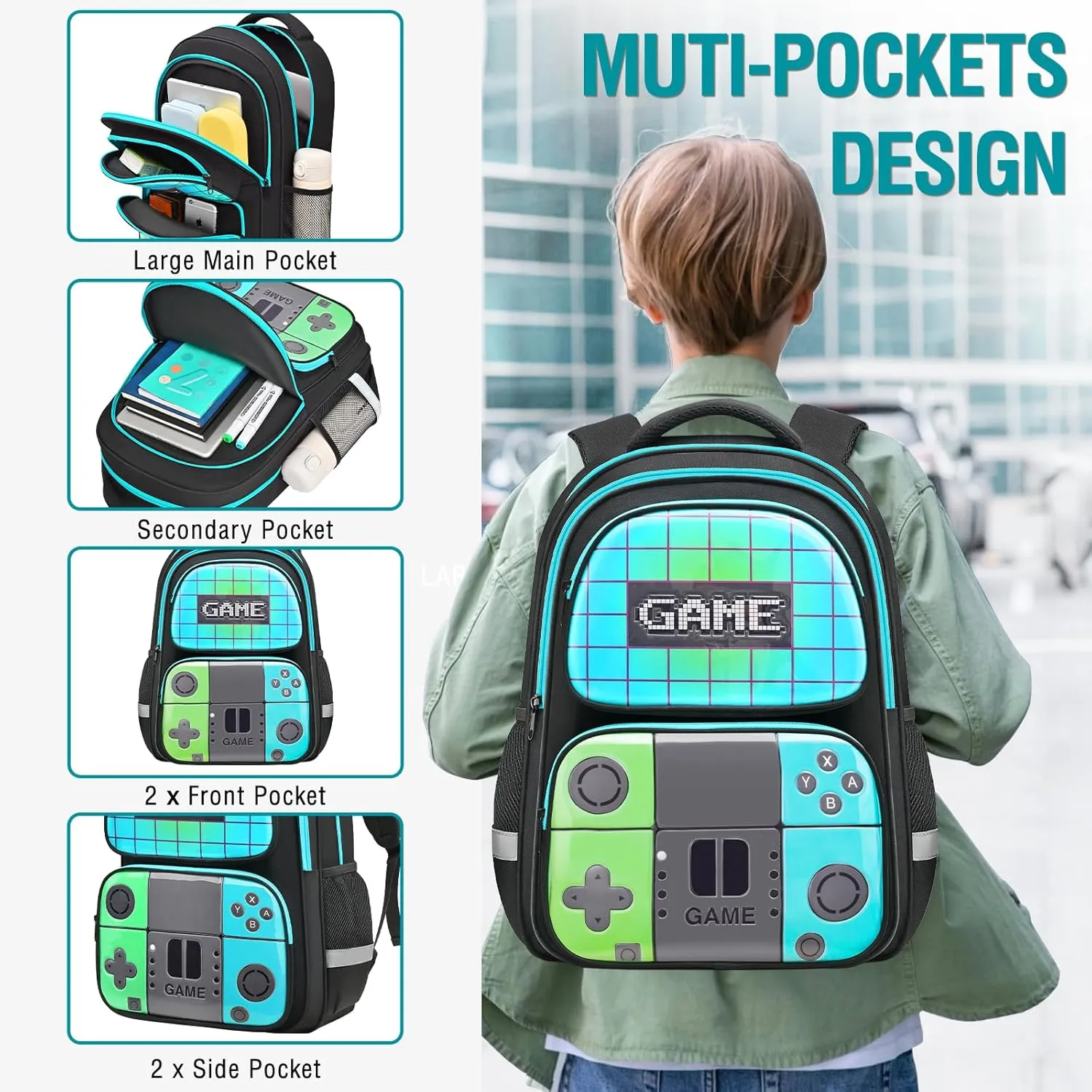 School Backpack For Kids Boys Backpack Game Schoolbag For Children Teens Elementary Middle College Student Bookbag Travel Rucksack Laptop Daypacks