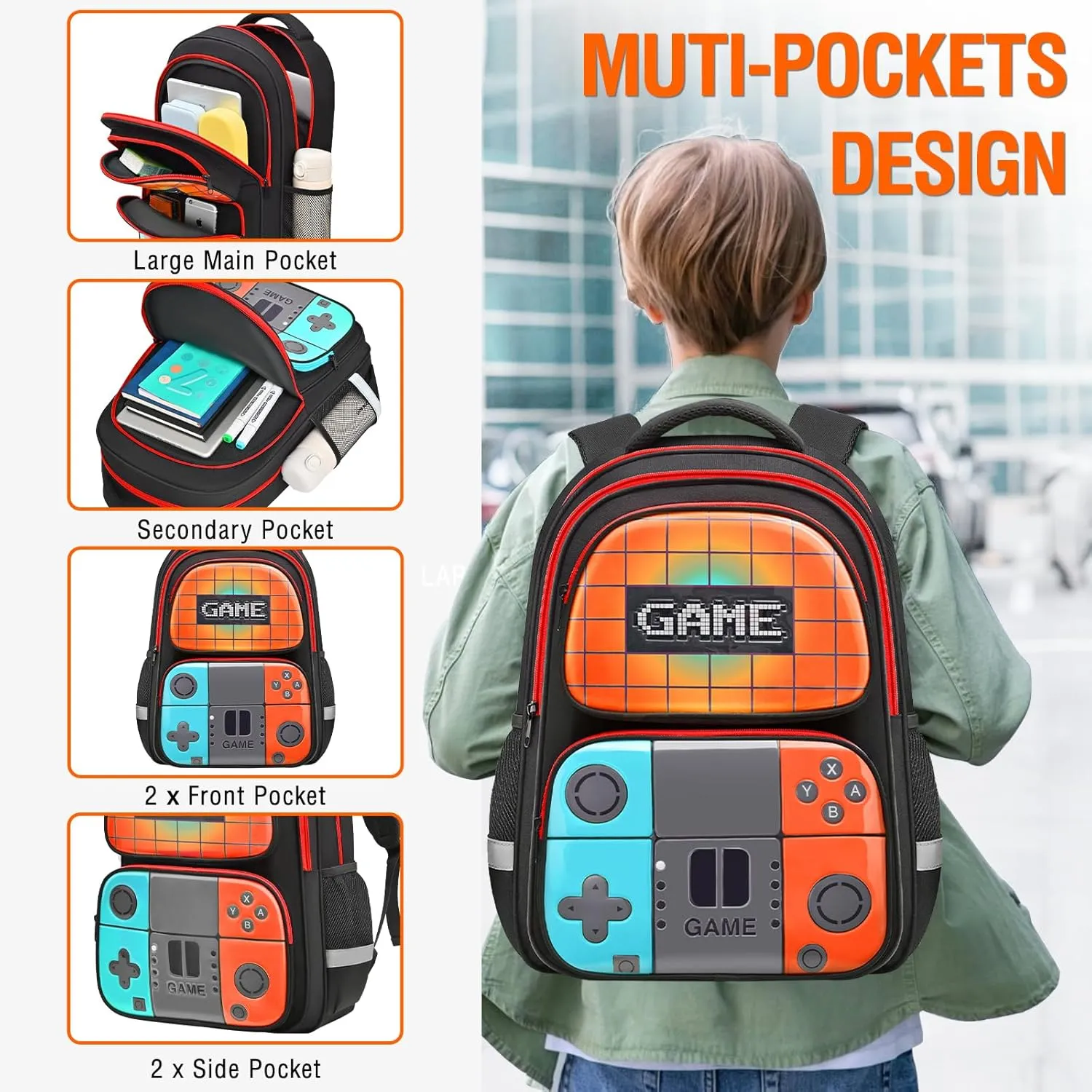 School Backpack For Kids Boys Backpack Game Schoolbag For Children Teens Elementary Middle College Student Bookbag Travel Rucksack Laptop Daypacks