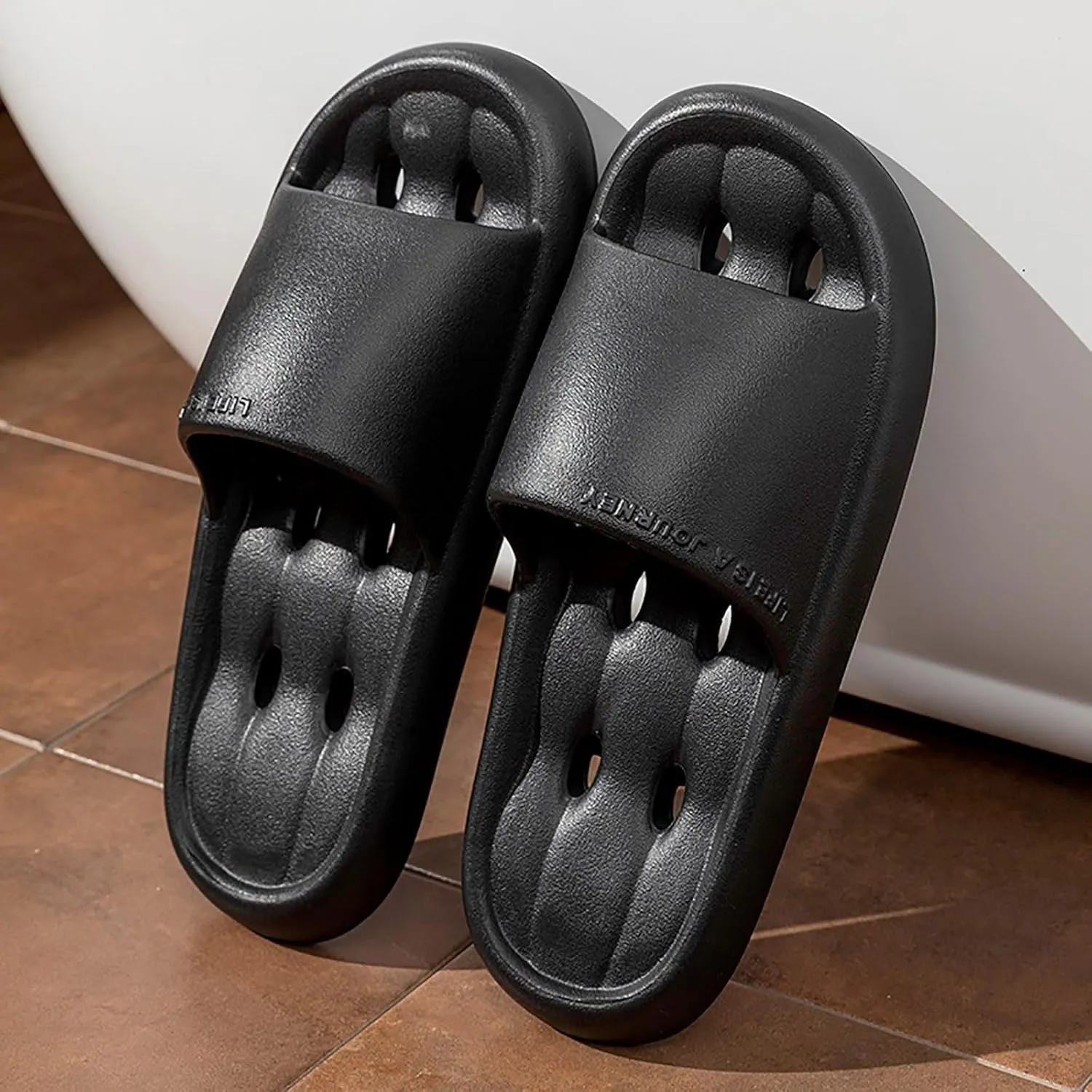 Shower Shoes for Women and Men Massage Pool Slides Soft Cushioned Slip Slides Slippers Fuzzy Arch Support