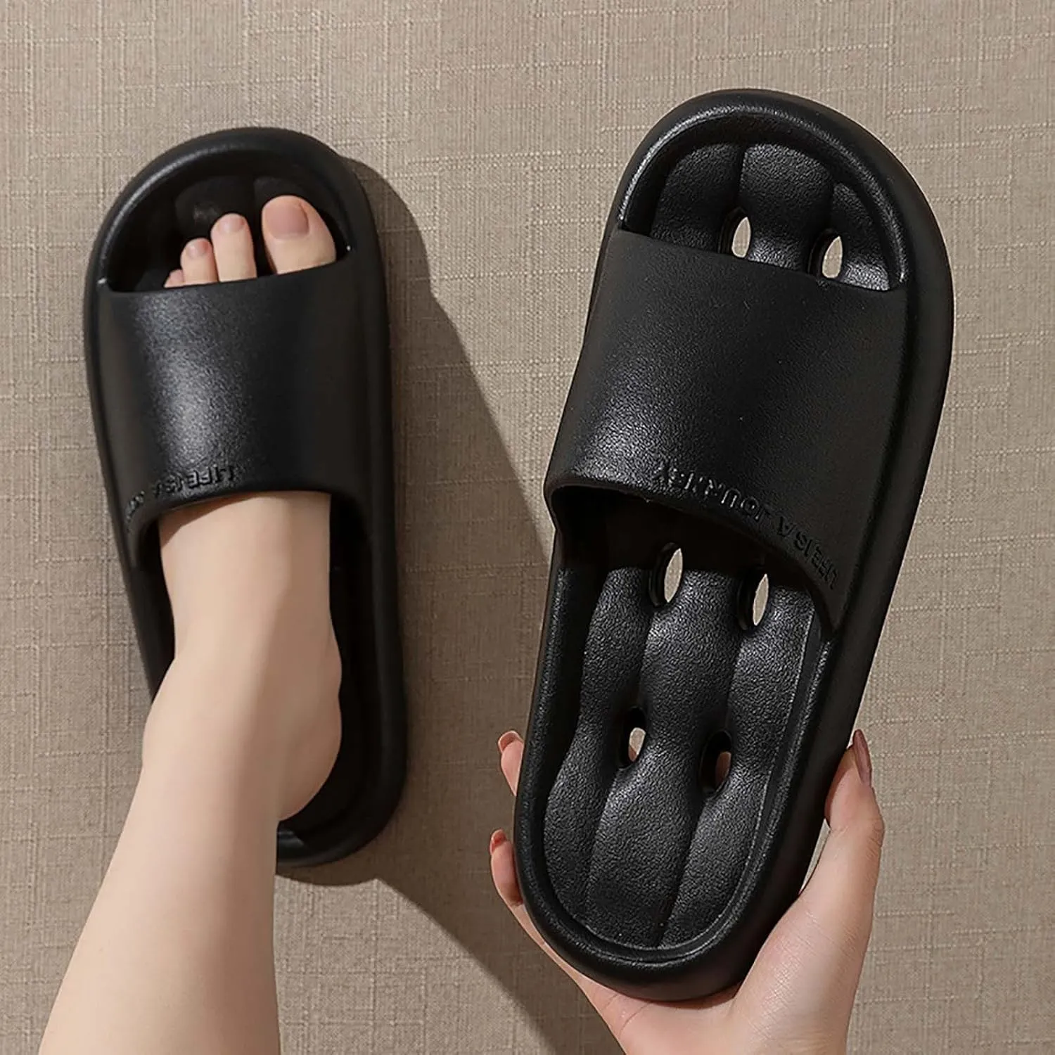 Shower Shoes for Women and Men Massage Pool Slides Soft Cushioned Slip Slides Slippers Fuzzy Arch Support