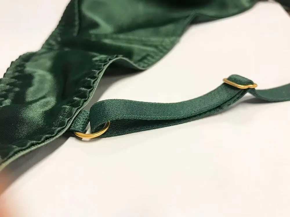 SilRiver Women's Silk Soft Cup Wireless Bra Bralette Top with Smooth Satin