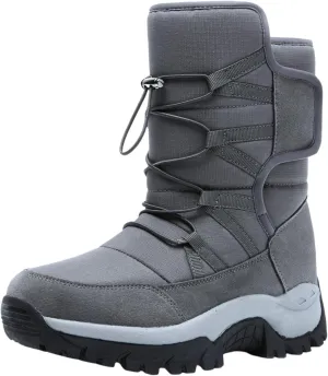 Snow Boots for Men Warm Furry Lined Footwear Waterproof Outdoor Lightweight Winter Boots Slip on Ankle Booties Non-slip Climbing Shoes Hiking Boots