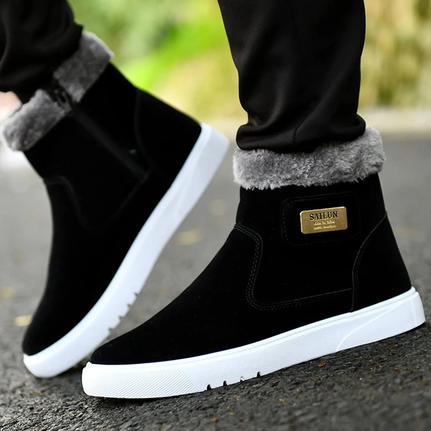 Snow Boots for Men, Waterproof Fuzzy Boots Cold Weather Short Rain Boots Trekking Trail Climbing Shoes Womens Winter Shoes