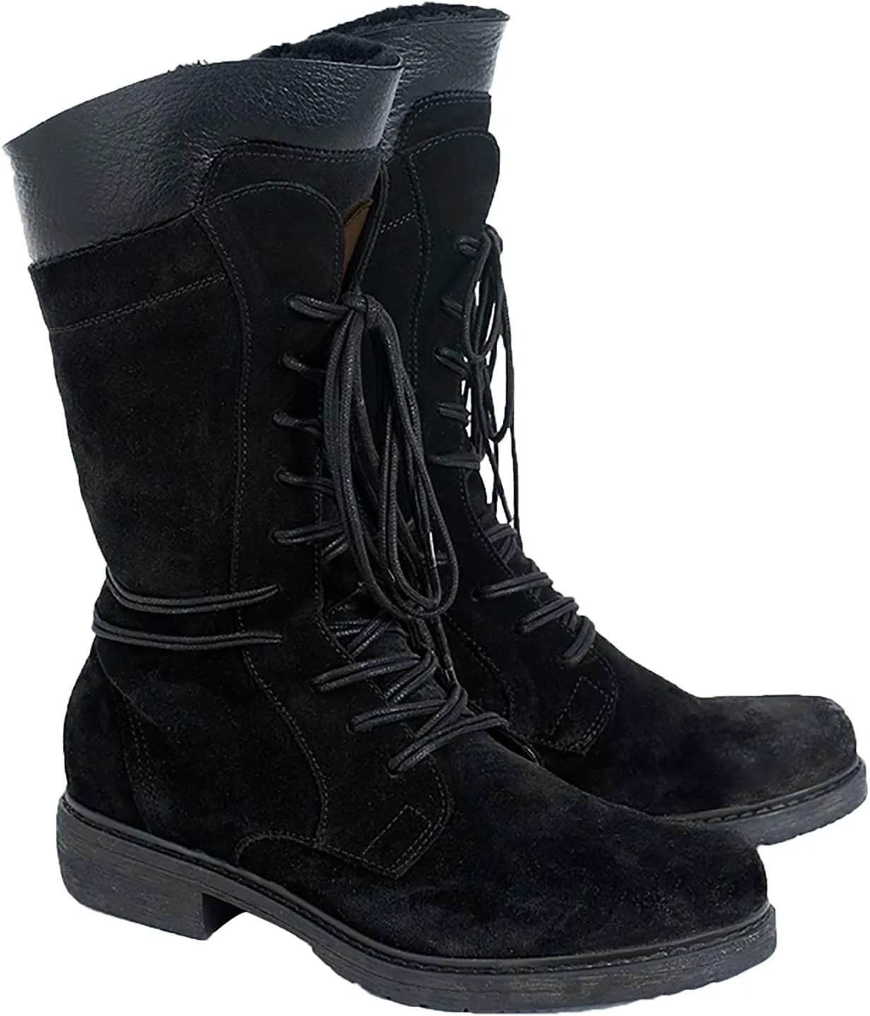 Snow Boots for Women Waterproof Non Slip Wide Womens Winter Snow Boots Warm Fur Lined Anti-Slip Ankle Booties Winter Ankle Boots for Women Fuzzy Womens Black Winter Boots Size 7 Botas De Frio