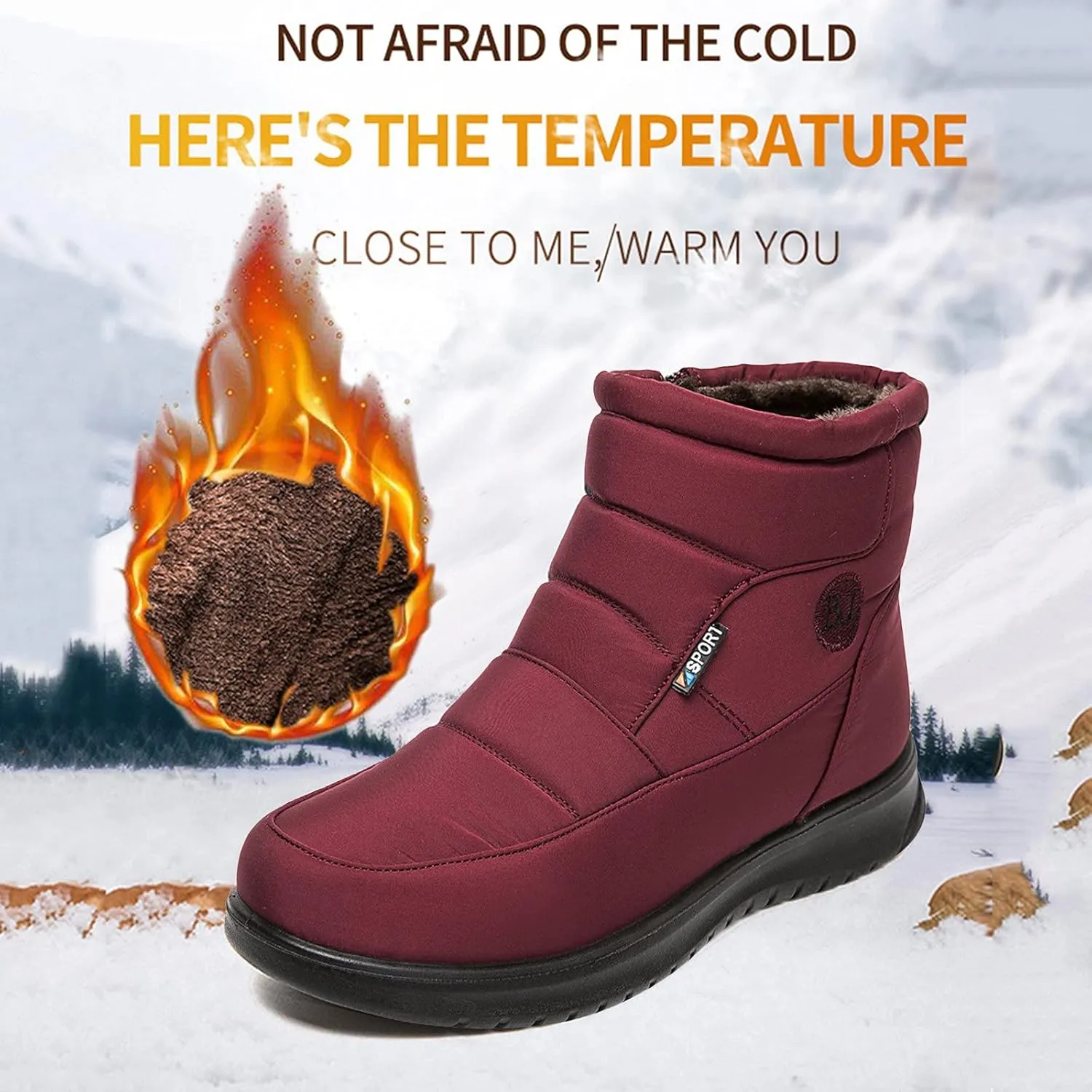 Snow Boots For Women Women's Shoes High-Top Inner Height Round Head Velvet Warm Casual Cloth Shoes Short Boots