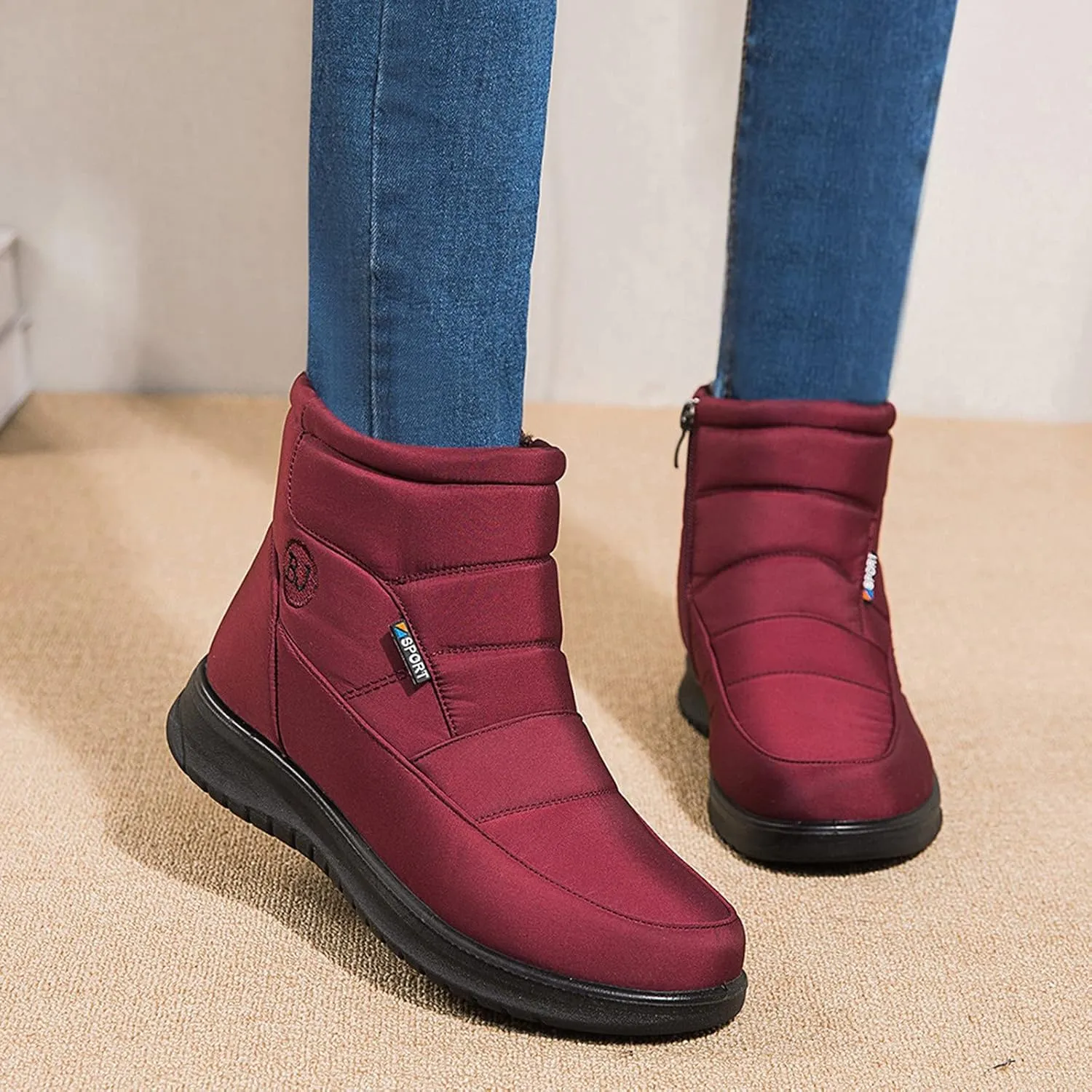 Snow Boots For Women Women's Shoes High-Top Inner Height Round Head Velvet Warm Casual Cloth Shoes Short Boots