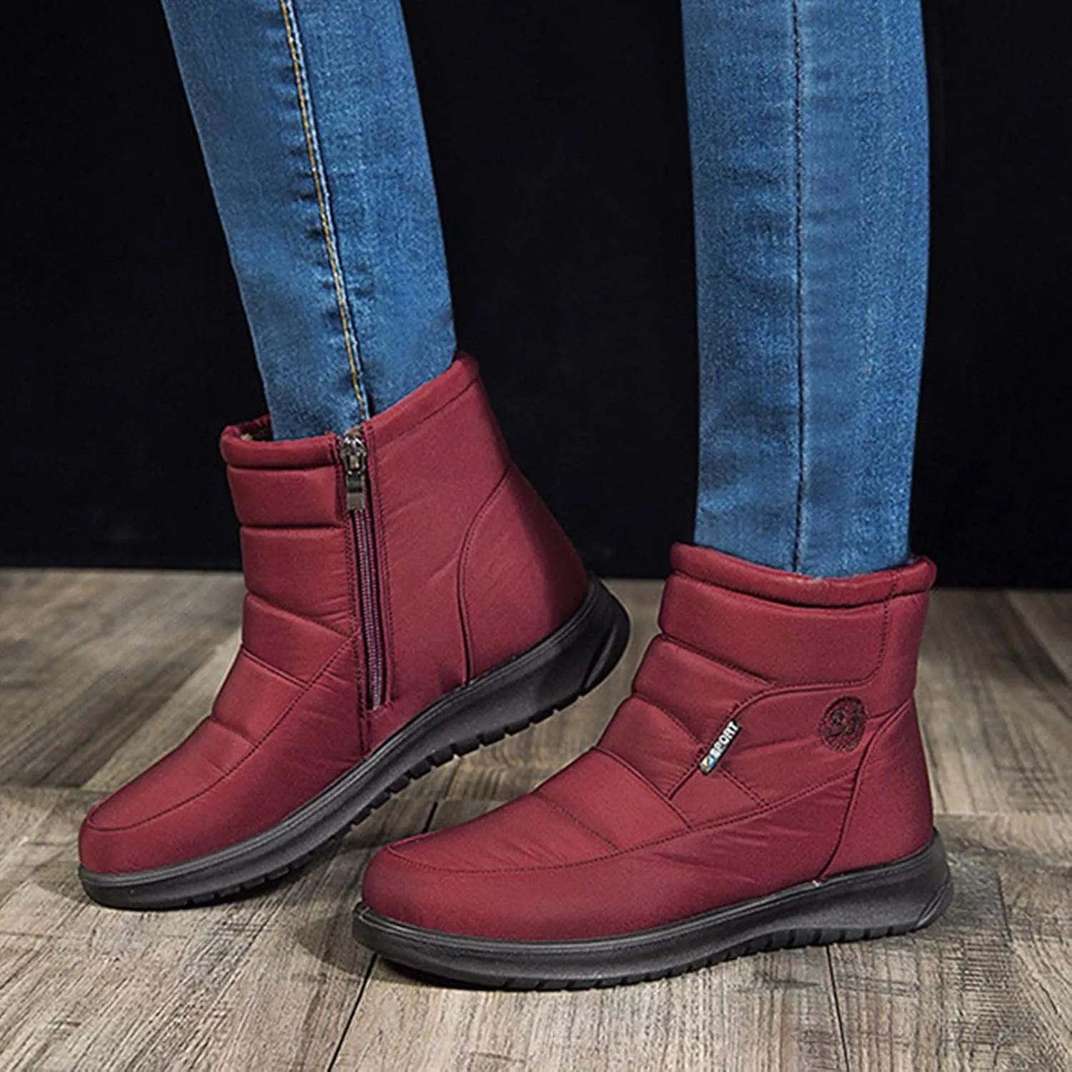 Snow Boots For Women Women's Shoes High-Top Inner Height Round Head Velvet Warm Casual Cloth Shoes Short Boots