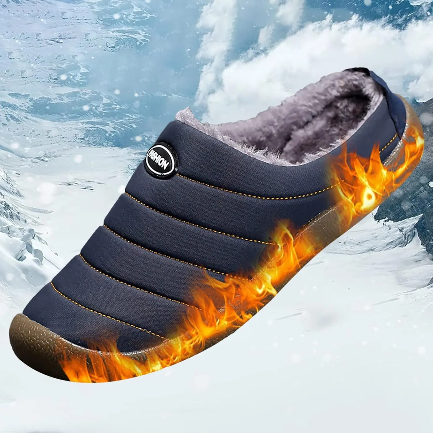 Snow Boots Men Warm Faux Furry Lined Footwear Waterproof Outdoor Casual Winter Boots Non-Slip Cold Weather Shoes Climbing Shoes Hiking Boots