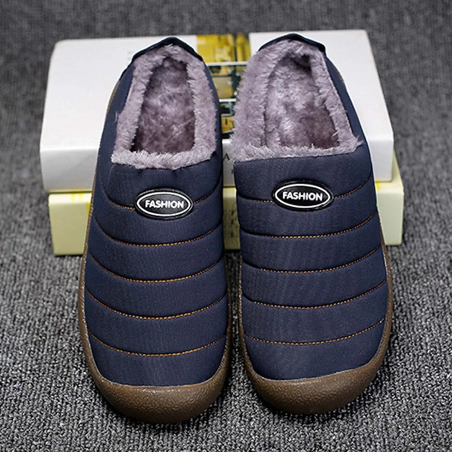 Snow Boots Men Warm Faux Furry Lined Footwear Waterproof Outdoor Casual Winter Boots Non-Slip Cold Weather Shoes Climbing Shoes Hiking Boots