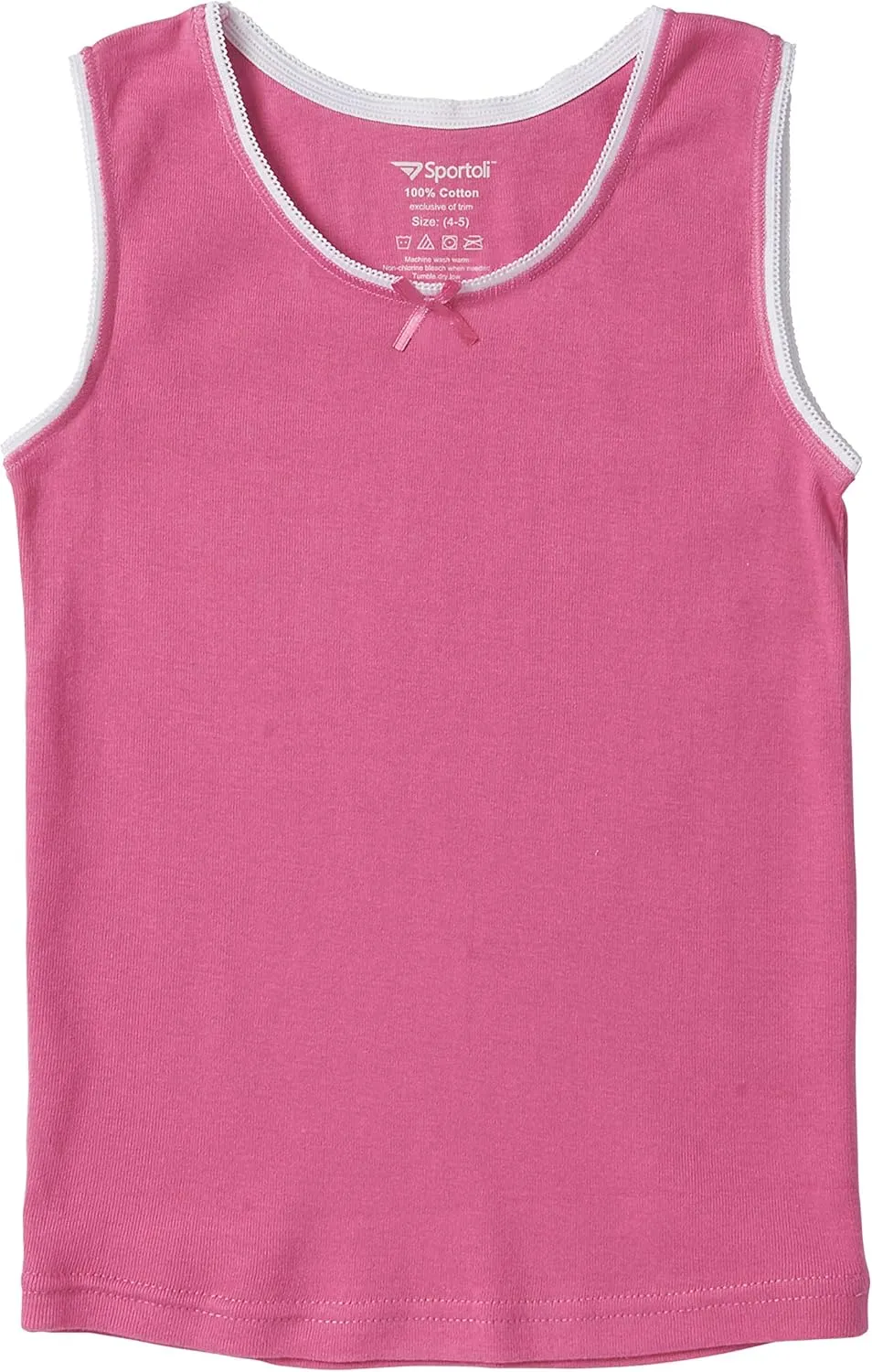 Sportoli Girls Ultra Soft 100% Cotton Tank Top Tagless Cami Undershirts (4 Pack)