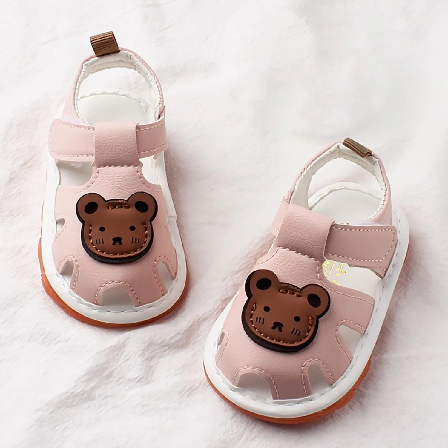 Squeaky Shoes for Infant Boys Girls Anti-Slip First Walking Shoes Baby Rubber Soft Sole Open-Toe Cartoon Sandals