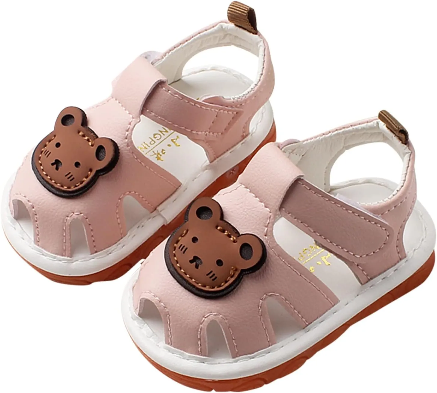 Squeaky Shoes for Infant Boys Girls Anti-Slip First Walking Shoes Baby Rubber Soft Sole Open-Toe Cartoon Sandals