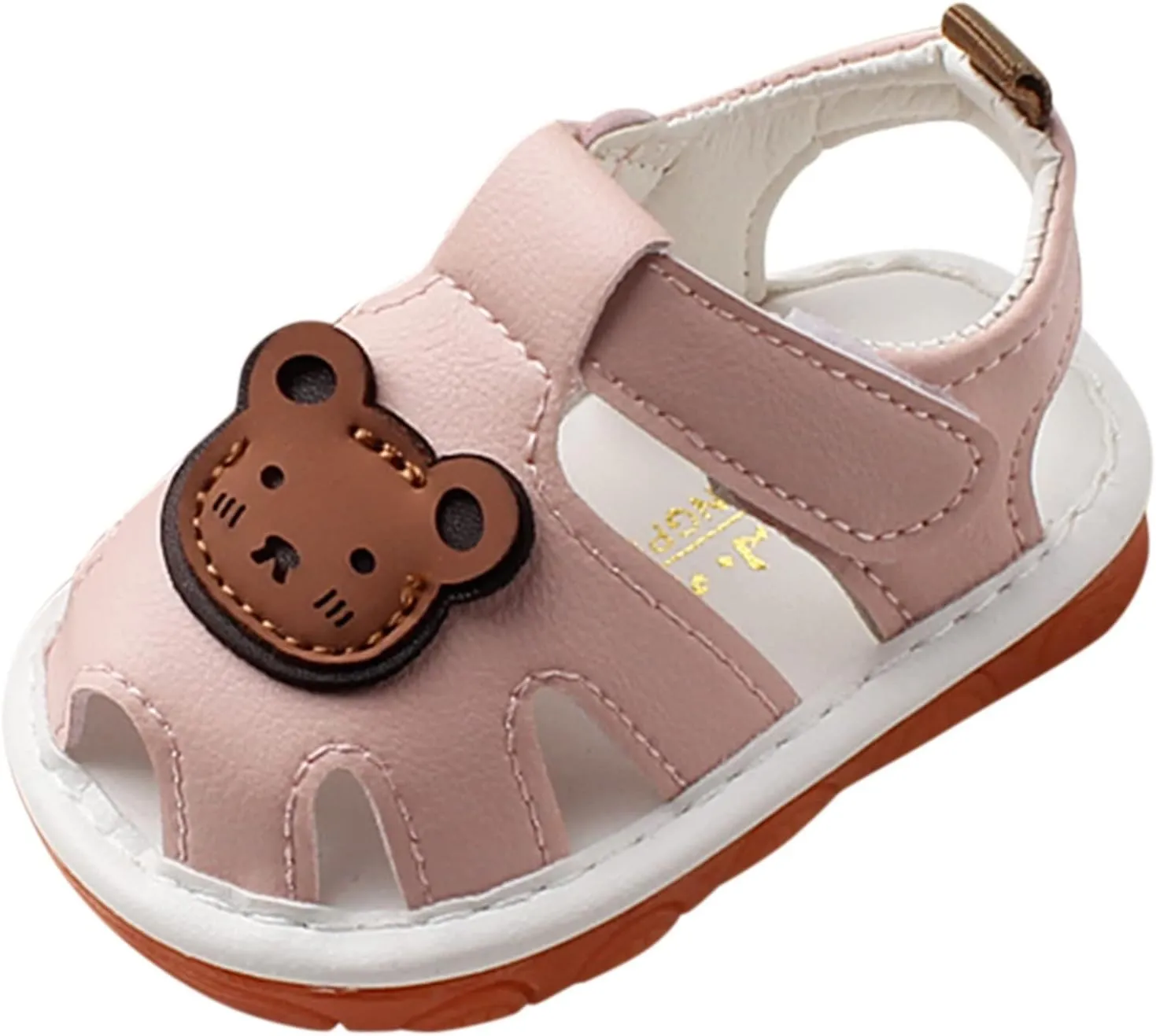 Squeaky Shoes for Infant Boys Girls Anti-Slip First Walking Shoes Baby Rubber Soft Sole Open-Toe Cartoon Sandals
