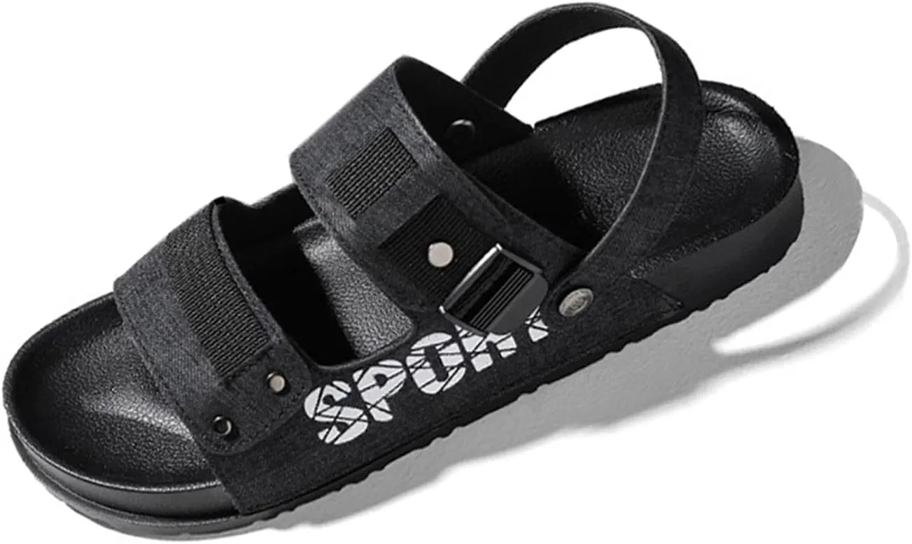 Summer Slippers for Men with Adjustable Double Straps, Non-Slip Shower Shoes, Beach Slippers Breathable Open Toe Sandals for Indoor and Outdoor