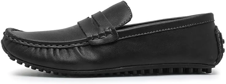 TAYGUM Men's Loafers Shoes Round Toe Leather Driving Style Loafer Flat Heel Flexible Anti-Slip Walking Party Slip-on