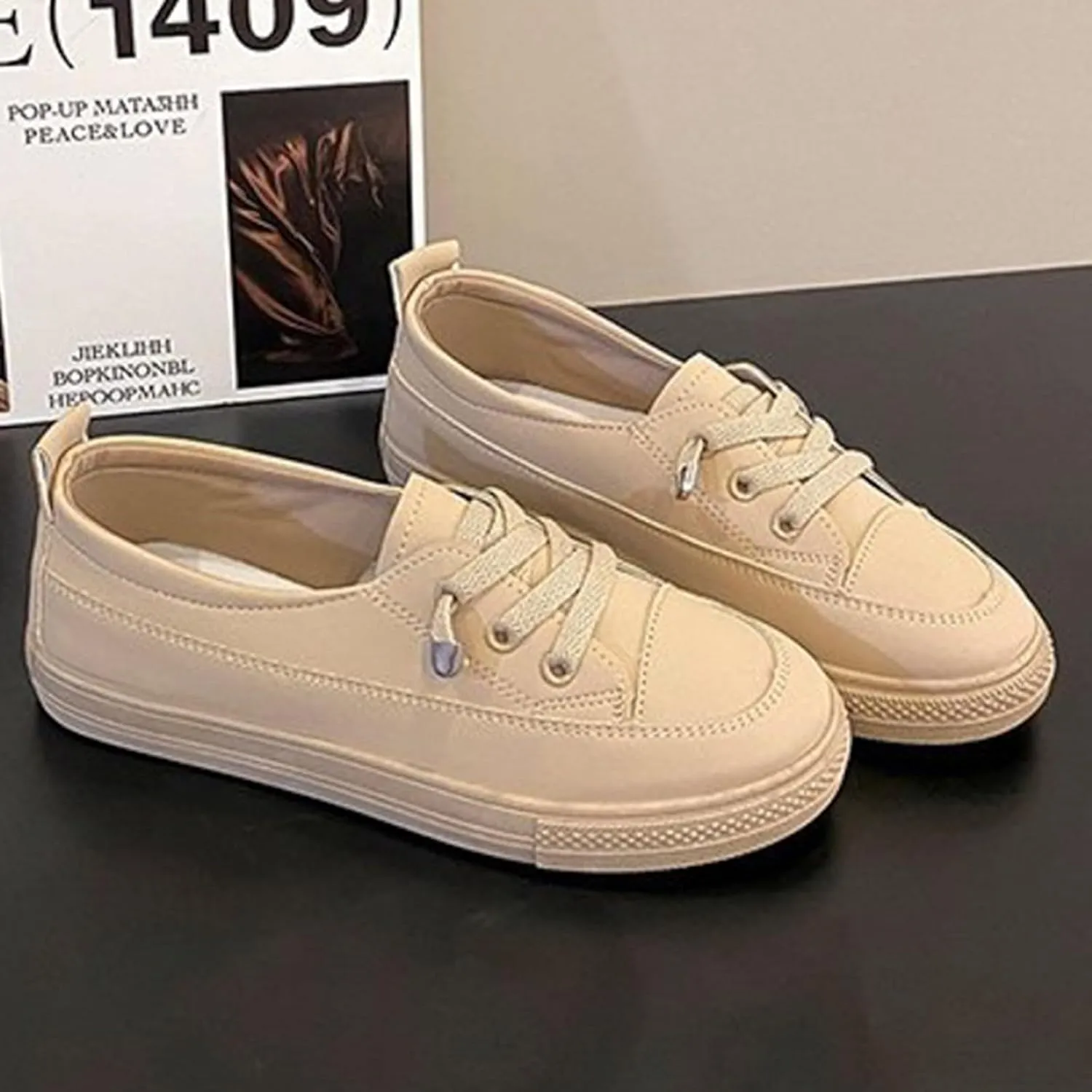 Tennis Shoes Womens, Womens Walking Shoes with Arch Support Lace Up Slip On Sneakers Lightweight Non Slip Orthopedic Sneakers Wide Width Comfortable Canvas Shoe