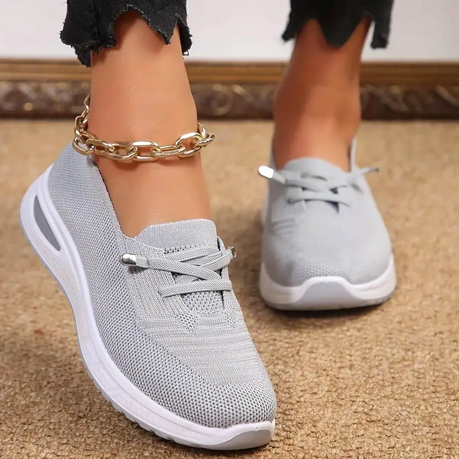 Tennis Shoes Womens, Womens Walking Shoes with Arch Support Slip On Lightweight Orthopedic Sneakers Non-Slip Breathable Mesh Fashion Sneakers Workout Athletic Sport Casual Shoe