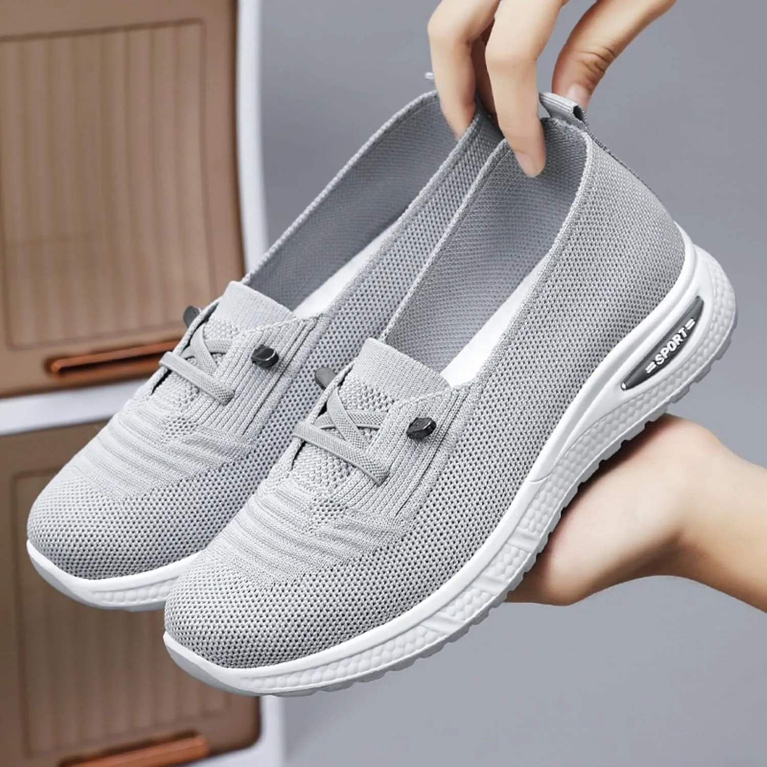 Tennis Shoes Womens, Womens Walking Shoes with Arch Support Slip On Lightweight Orthopedic Sneakers Non-Slip Breathable Mesh Fashion Sneakers Workout Athletic Sport Casual Shoe