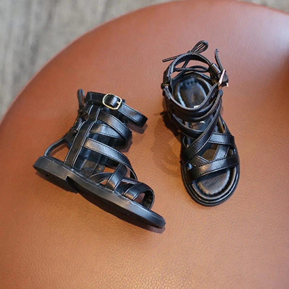 Toddler Little Girls Gladiator Sandals Side Zipper Bowknot Open Toe Strappy Sandals Fashion Summer Boots