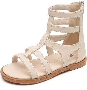 Toddler Little Girls Summer Zipper Open Toe Gladiator Sandals Fashion Summer Boots Dress Flats