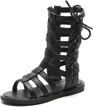 Toddler Little Girls Summer Zipper Open Toe Strappy Gladiator Sandals Fashion Outdoor Summer Boots Dress Flats