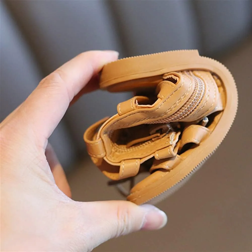 Toddler Little Girls Summer Zipper Open Toe Strappy Gladiator Sandals Fashion Outdoor Summer Boots Dress Flats