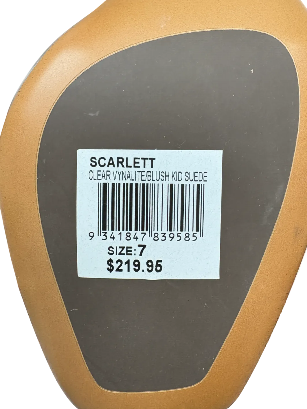 Tony Bianco Nude Scarlett Suede Perspex Heeled Mules UK 5 EU 38 