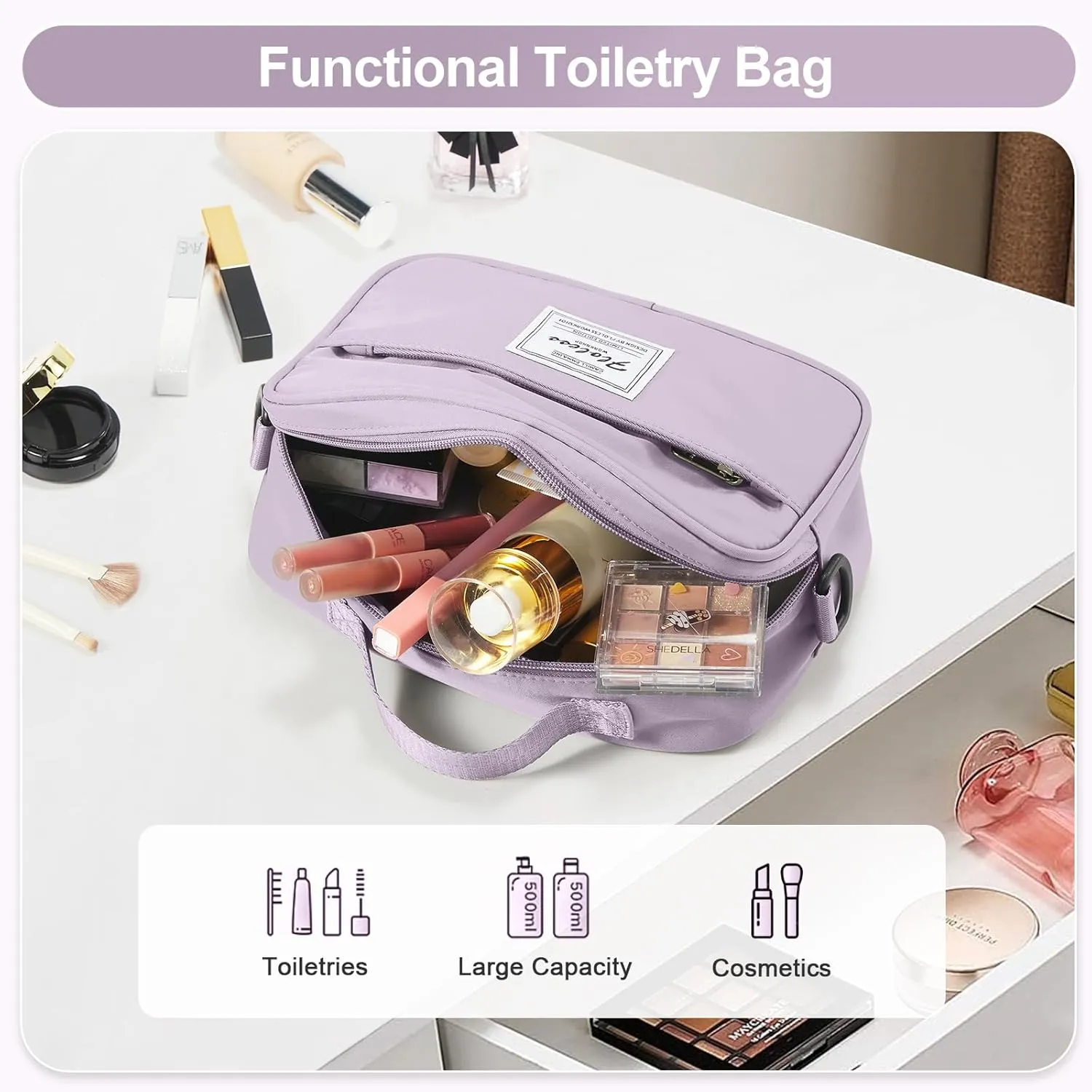Travel Duffle Bag for Women,Weekender Overnight Bag with Shoe Compartment,Carry on Personal Item Travel Bag,3 Pcs Set,Purple