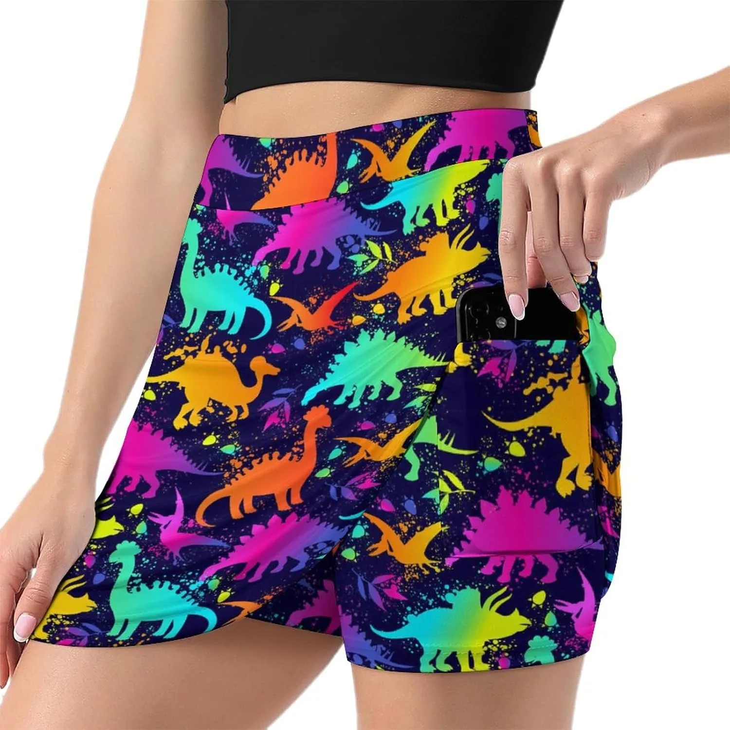 Trouser Skirt,Women's Versatile Stretch Casual Mini Skirt Light Proof