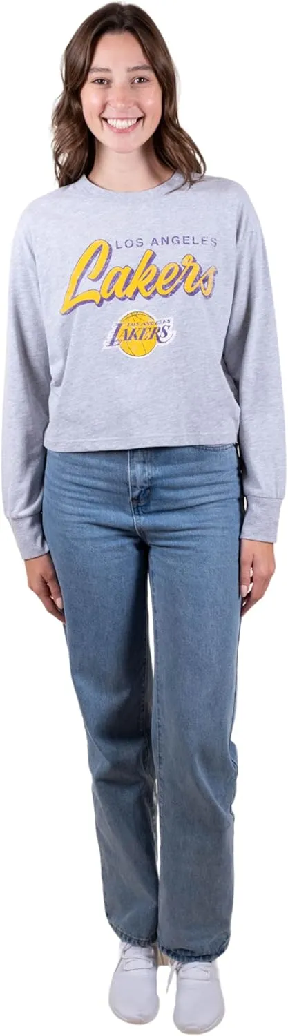 Ultra Game Women's NBA Super Soft Crop Top Pullover Sweatshirt