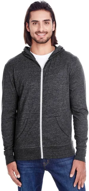 Unisex Triblend Full-Zip Light Hoodie L BLACK TRIBLEND