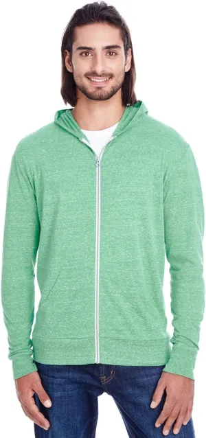Unisex Triblend Full-Zip Light Hoodie L GREEN TRIBLEND