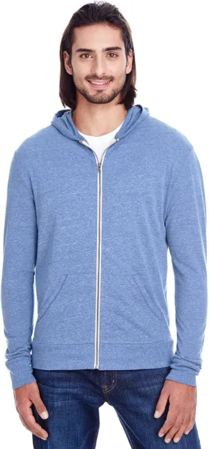 Unisex Triblend Full-Zip Light Hoodie M NAVY TRIBLEND