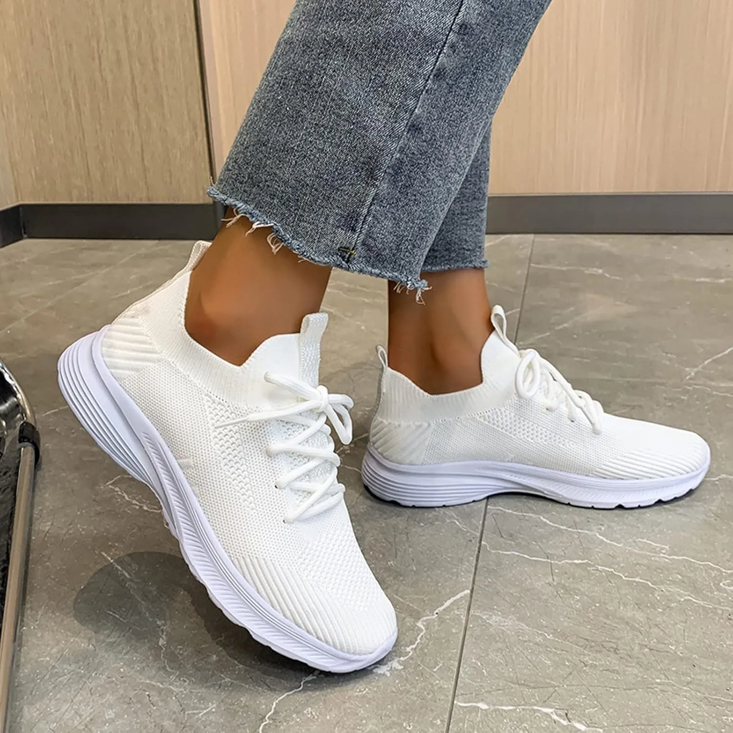 Walking Shoes Women Comfort Breathable Mesh Lightweight Orthopedic Sneakers with Arch Support Soft Sole Non-Slip Outdoor Shoe