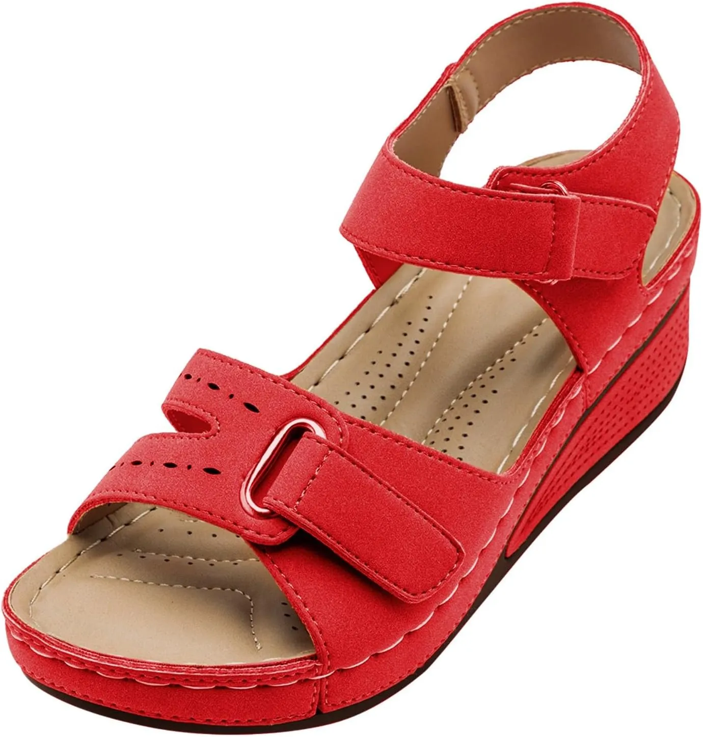 Wedge Sandals for Women 2025 Dressy Wide Width Orthopedic Shoes with Arch Support Summer Slip On Massage Sandals Comfort Ankle Strap Beach Shoes