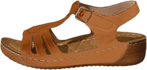 Wedge Sandals for Women 2025 Leather Slip On Beach Sandals Summer Dressy Wide Width T Strap Walking Shoes