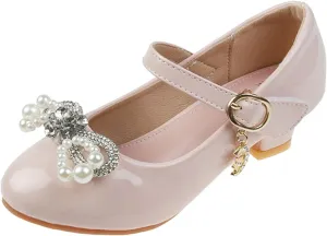 Wedges for Girls Children Shoes Wth Single Shoes Soft Soled Pearl Rhinestone Decorative Single Shoes Shoes Girl