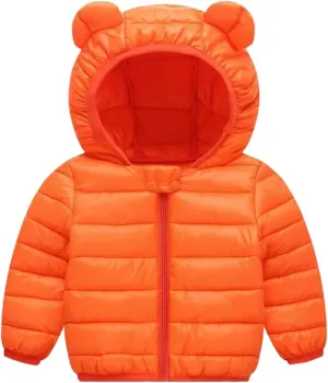 Winter Down Coats for Kids Baby Boys Girls Light Puffer Padded Jacket Bear Hoods Infant Windproof Outerwear Hoodie