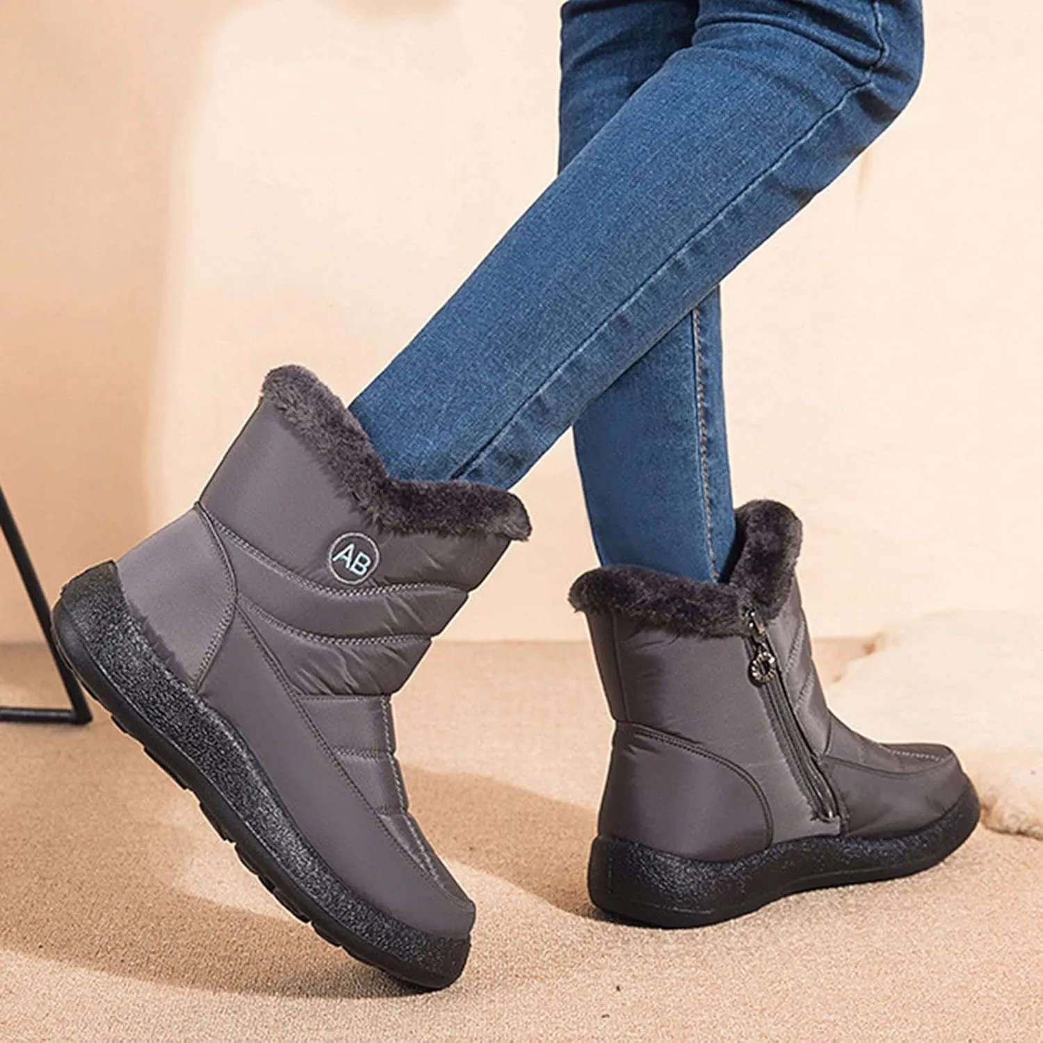 Winter Snow Boots for Women Snow Boots for Women Womens Winter Boots Waterproof Cloth Comfortable Side Zipper Boots