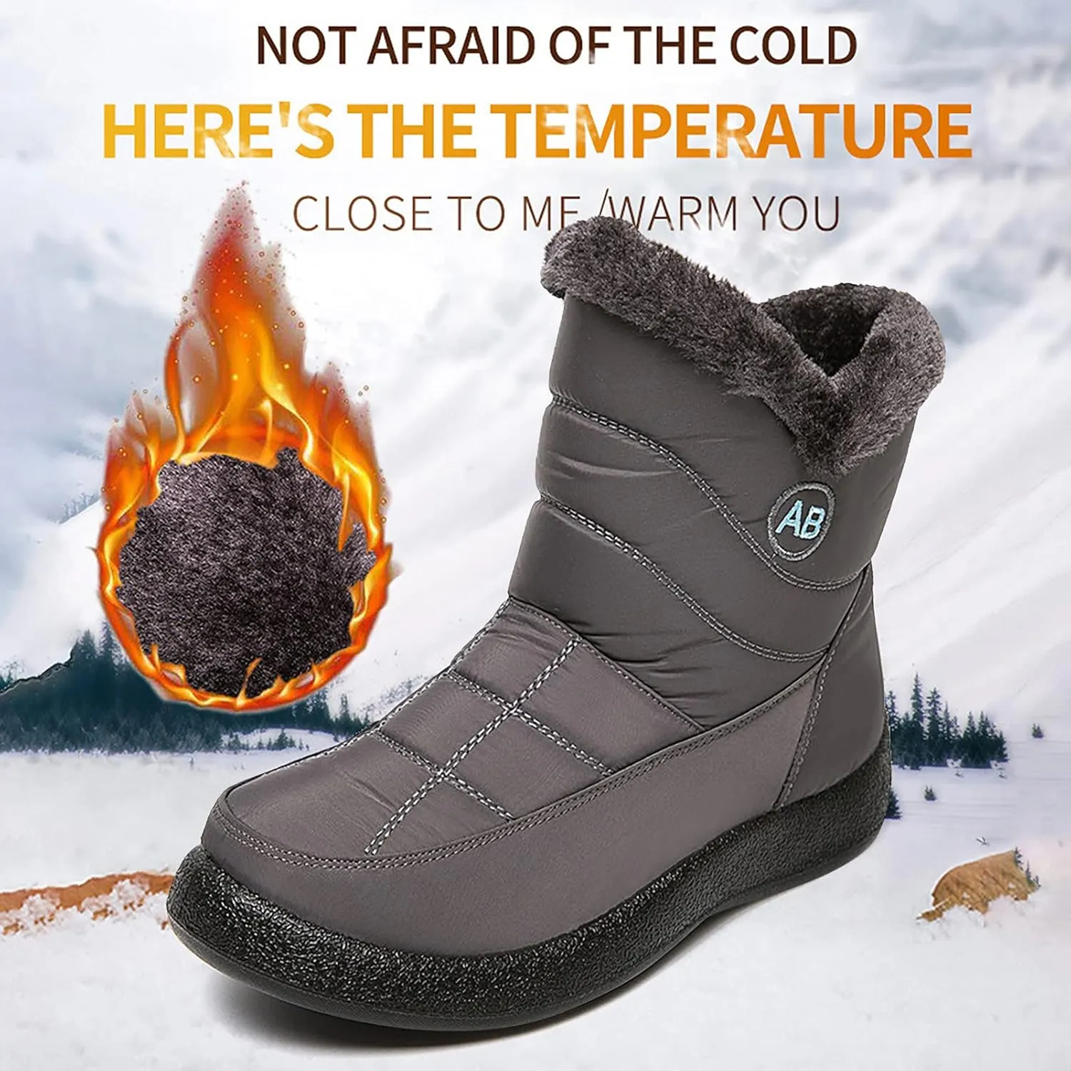 Winter Snow Boots for Women Snow Boots for Women Womens Winter Boots Waterproof Cloth Comfortable Side Zipper Boots