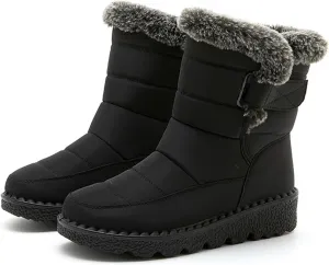 Women High Top Snow Boots Winter Fabric Shoes Warm Waterproof Mid-Calf Snow Boot Anti Slip Hiking Trekking Trail Climbing Shoes