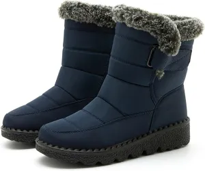 Women High Top Snow Boots Winter Fabric Shoes Warm Waterproof Mid-Calf Snow Boot Anti Slip Hiking Trekking Trail Climbing Shoes