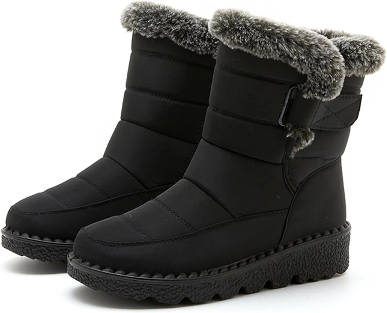 Women High Top Snow Boots Winter Fabric Shoes Warm Waterproof Mid-Calf Snow Boot Anti Slip Hiking Trekking Trail Climbing Shoes