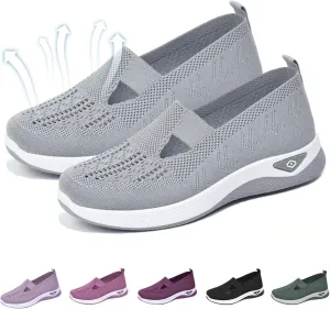 Womens Best Walking Shoes Slip On Sneakers Breathable Mesh Tennis Shoes Arch Support Non-Slip Comfortable Orthopedic Sneakers for Women with Heel Pain