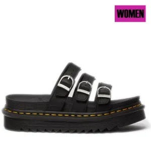Women's Dr. Martens Blaire Leather Slide Sandals - Black Hydro