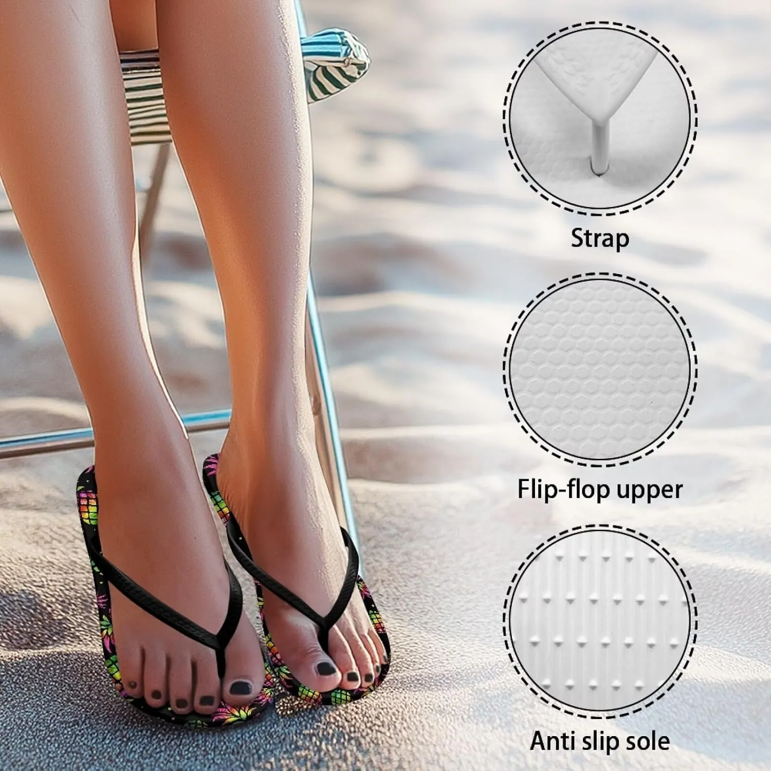 Womens Flip Flops Pillow Soft Shower Shoes with Orthotic Rubber Soles Summer Beach Shoes Cushion Footbed Footwear