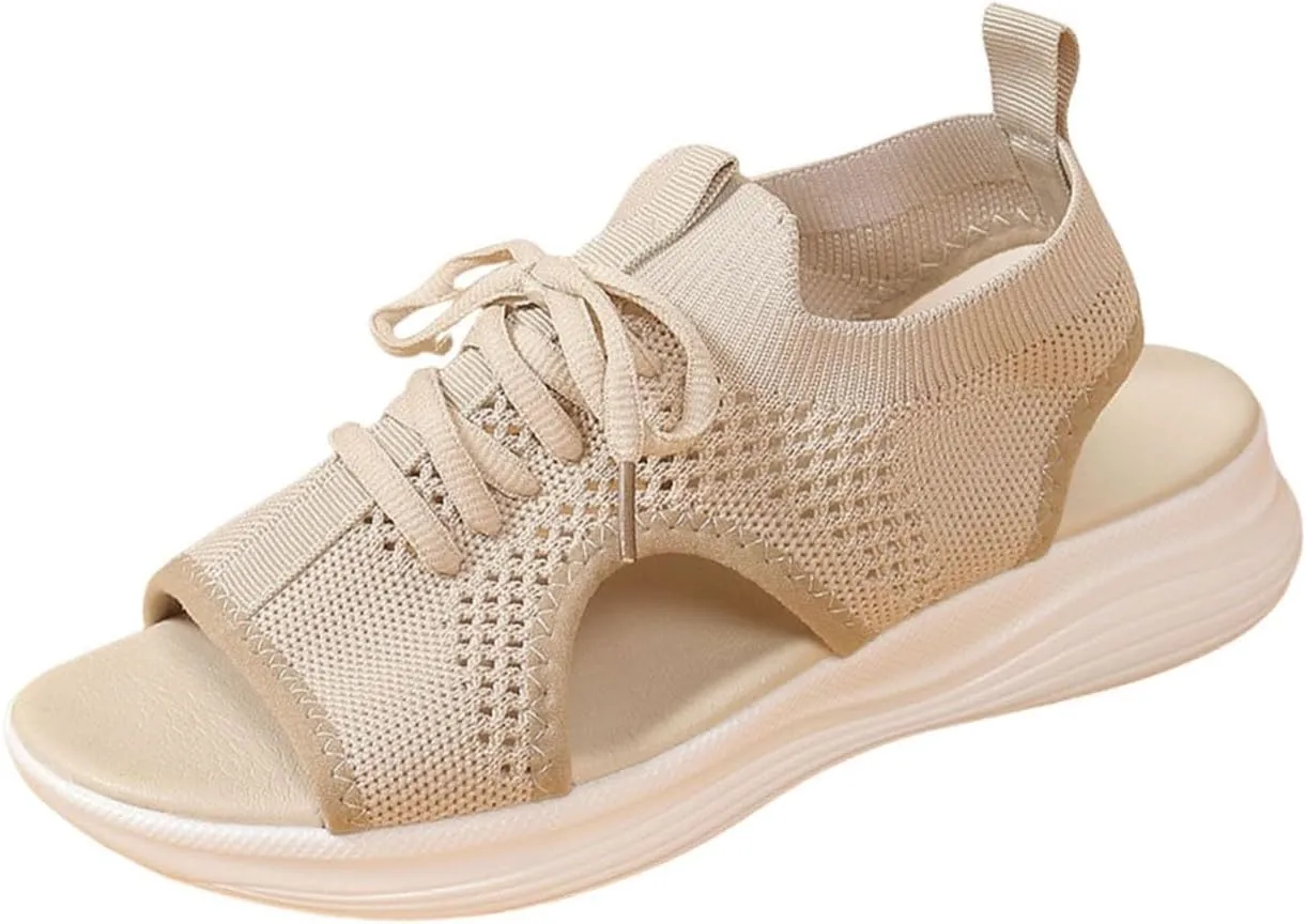 Womens Knit Walking Sandals Breathable Summer Orthopedic Shoes Open Toe Sports Sandal Beach Vacation Casual Camping