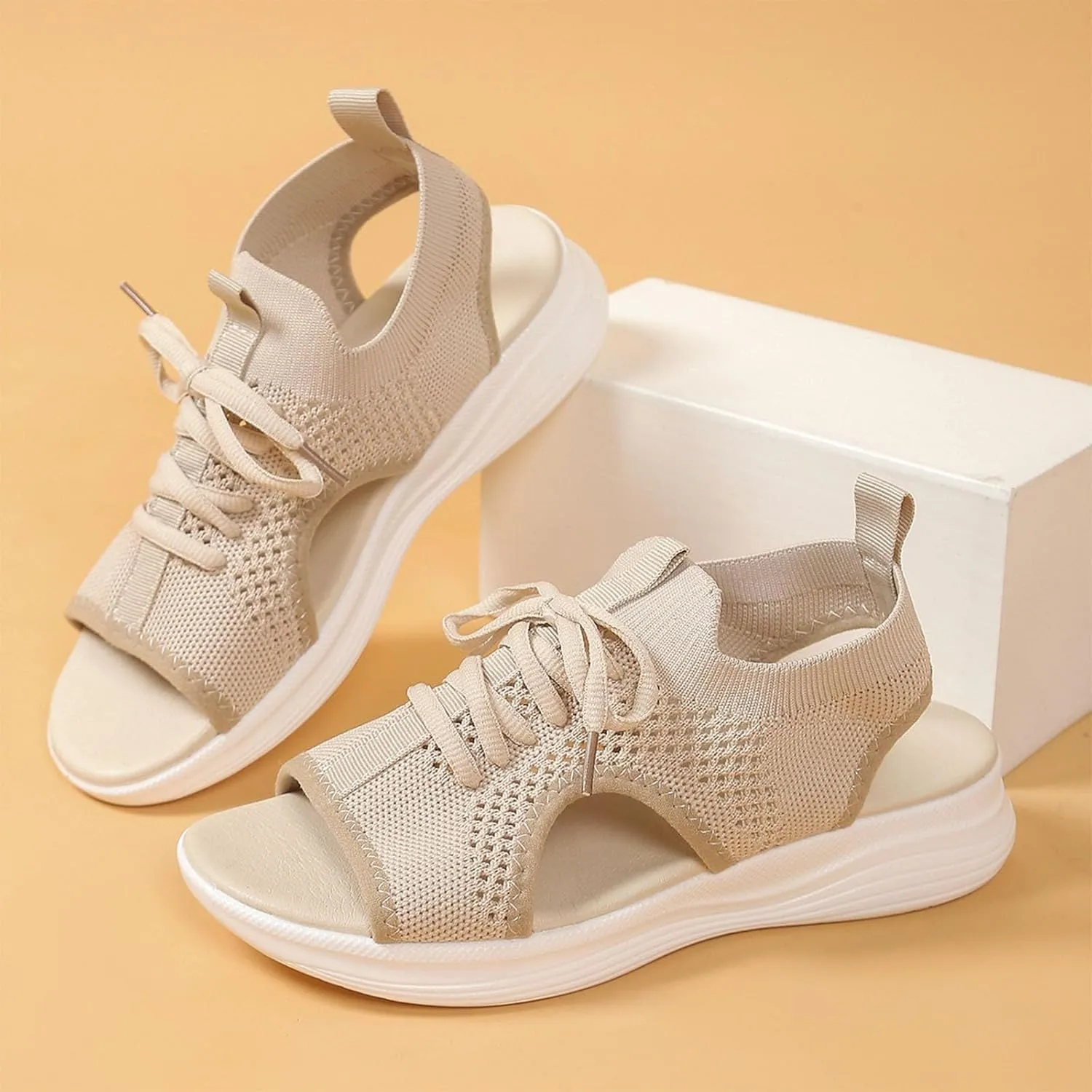 Womens Knit Walking Sandals Breathable Summer Orthopedic Shoes Open Toe Sports Sandal Beach Vacation Casual Camping