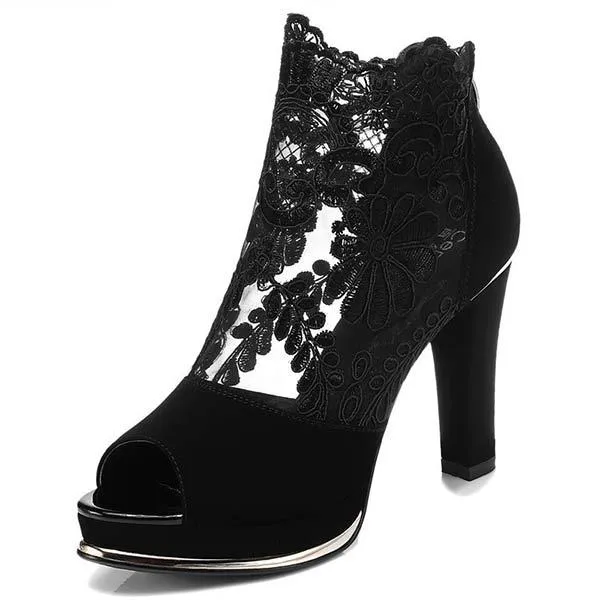 Women's Lace Open-Toe High Heel Sandals 31678486C